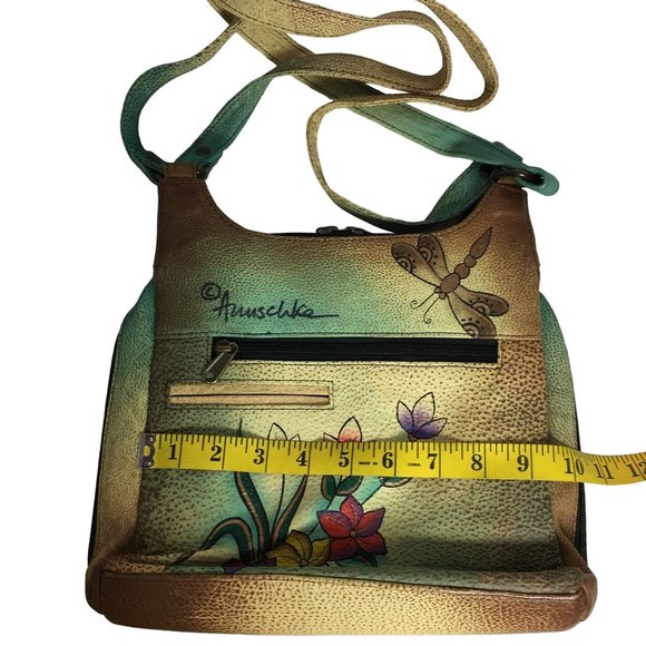 Anuschka NEVER USED Handpainted Leather Shoulder Bag Butterfly Floral - Picture 6 of 15